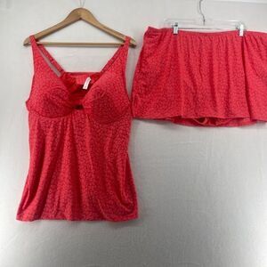 Lane Bryant Tankini Size 42C Top/ 22 Bottom Pink Animal Print Underwire‎